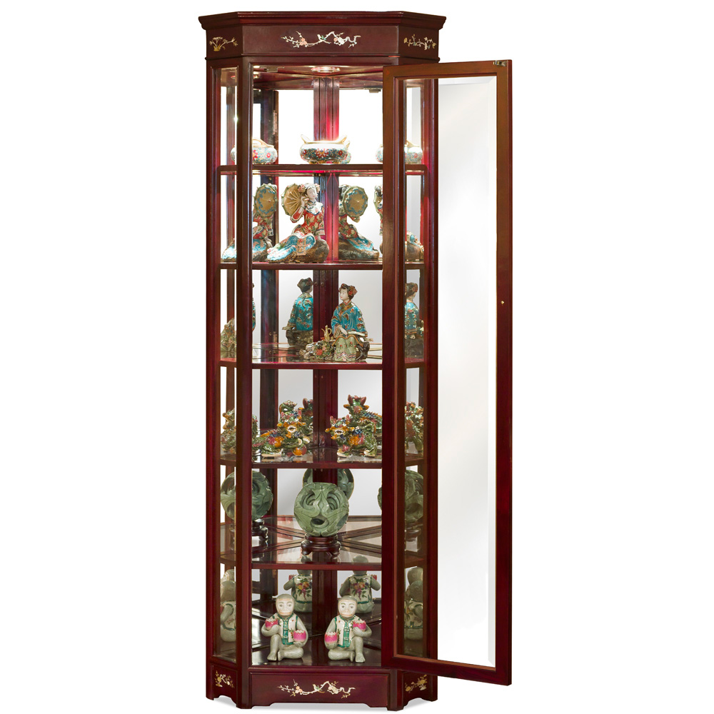 Rosewood Pearl Inlay Corner Cabinet