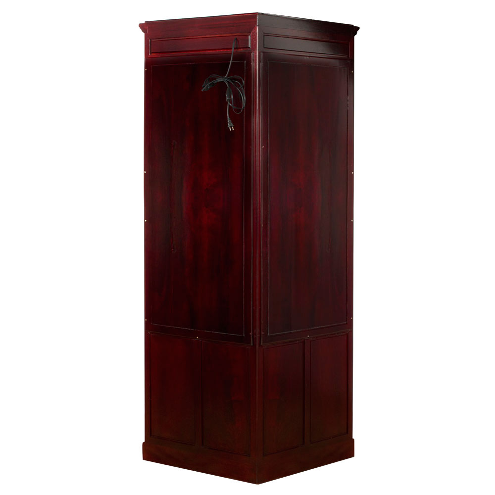 Dark Cherry Rosewood Oriental Corner Curio Cabinet with Mother of Pearl Inlay