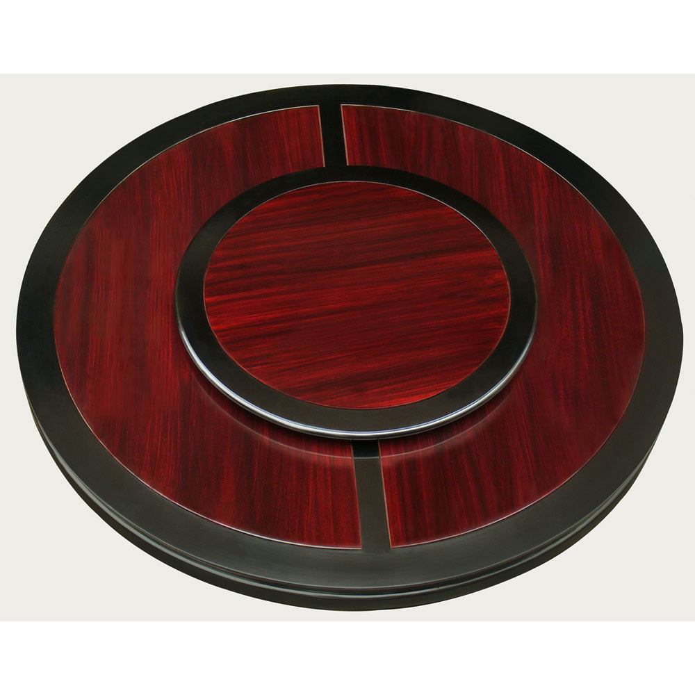 Black Trim Dark Cherry Rosewood Chinese Ming Round Dining Set with 8 Chairs