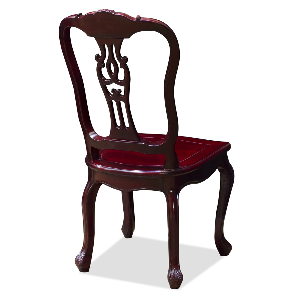Cherry Rosewood French Style Oriental Dining Set with 6 Chairs