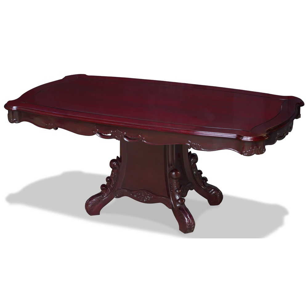 Cherry Rosewood French Style Oriental Dining Set with 6 Chairs