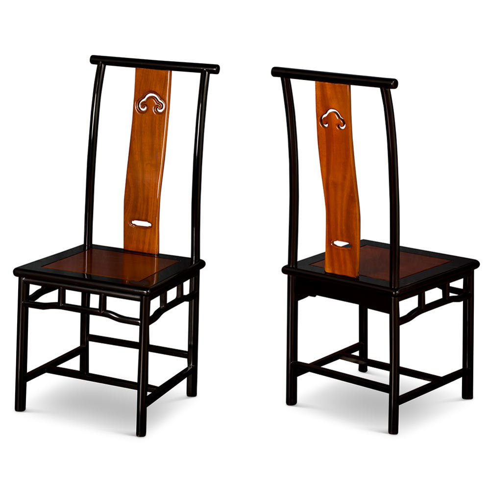 Natural and Black Two Tone Rosewood Rectangle Dining Set with Eight Chairs