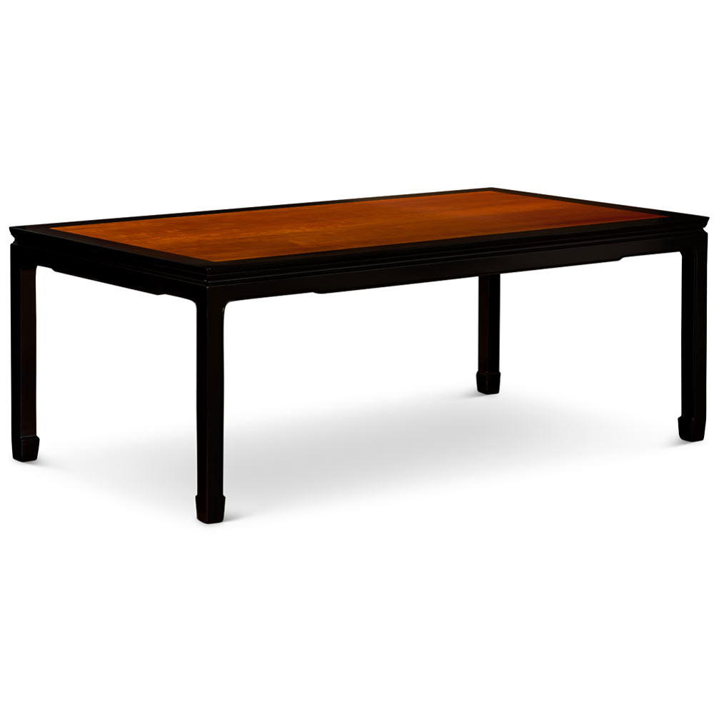 Natural and Black Two Tone Rosewood Rectangle Dining Set with Eight Chairs