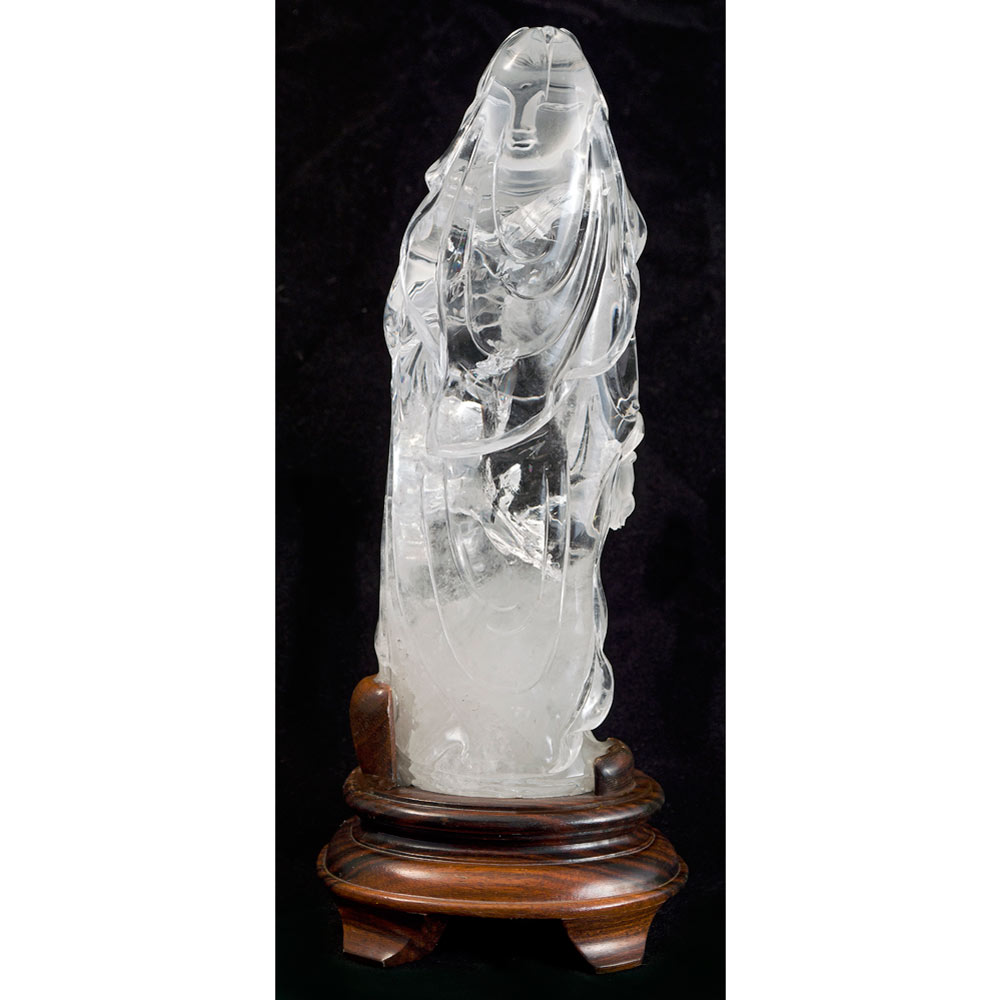 Clear Quartz Standing Guanyin Asian Sculpture