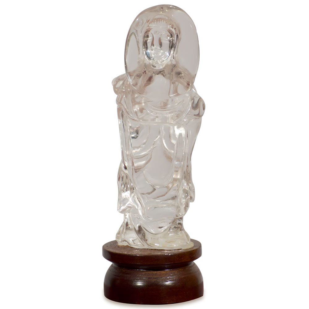 Clear Quartz Kneeling Buddha Chinese Figurine