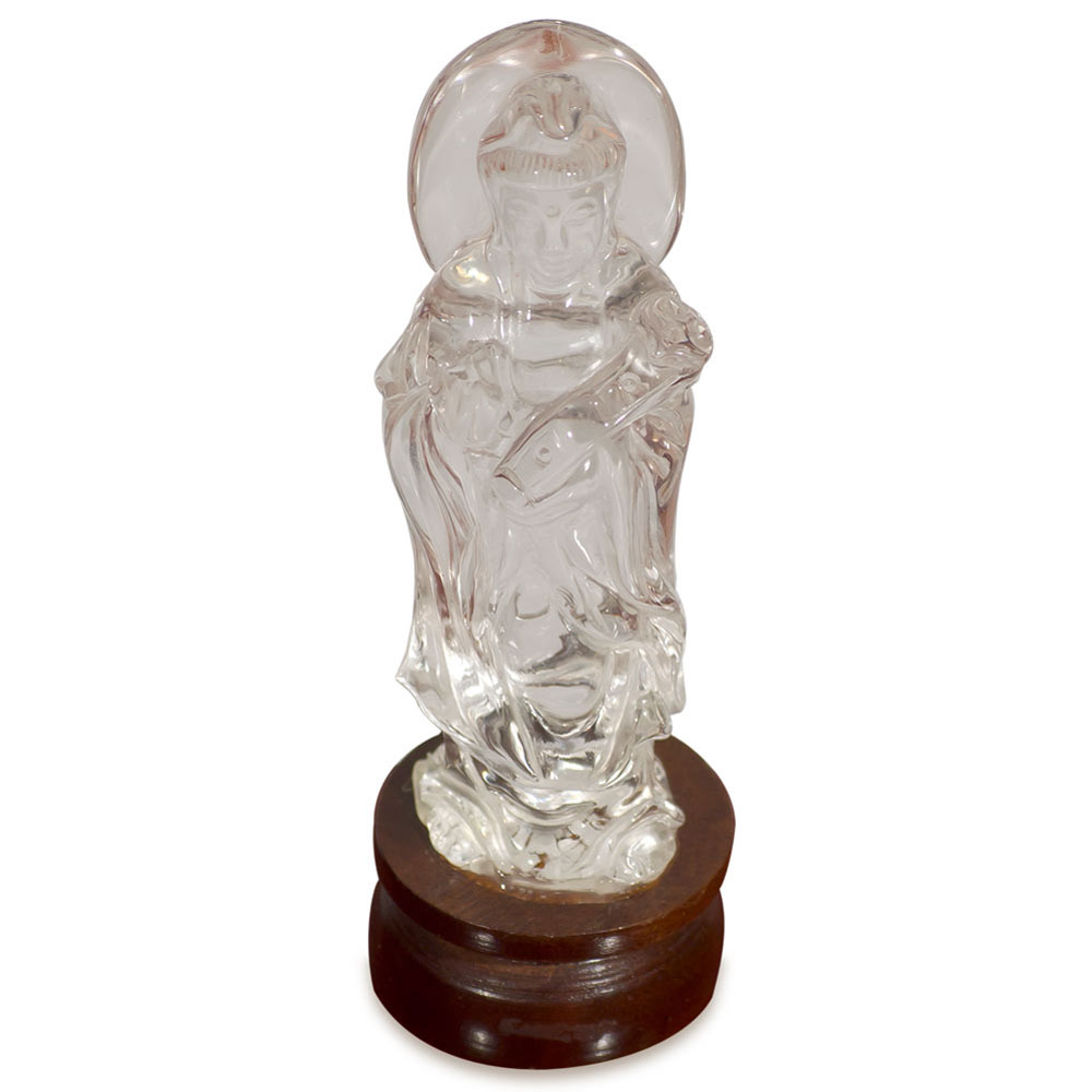 Clear Quartz Standing Buddha with Stand