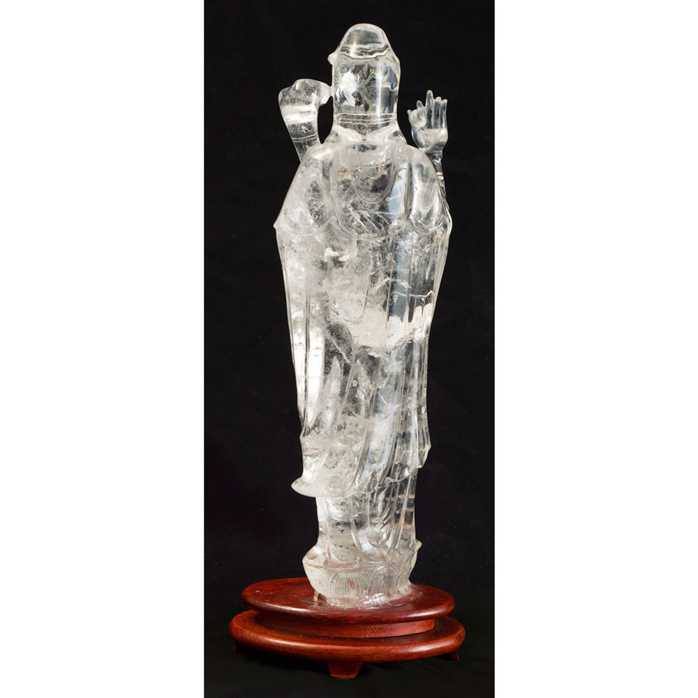 Clear Quartz Guanyin Asian Sculpture