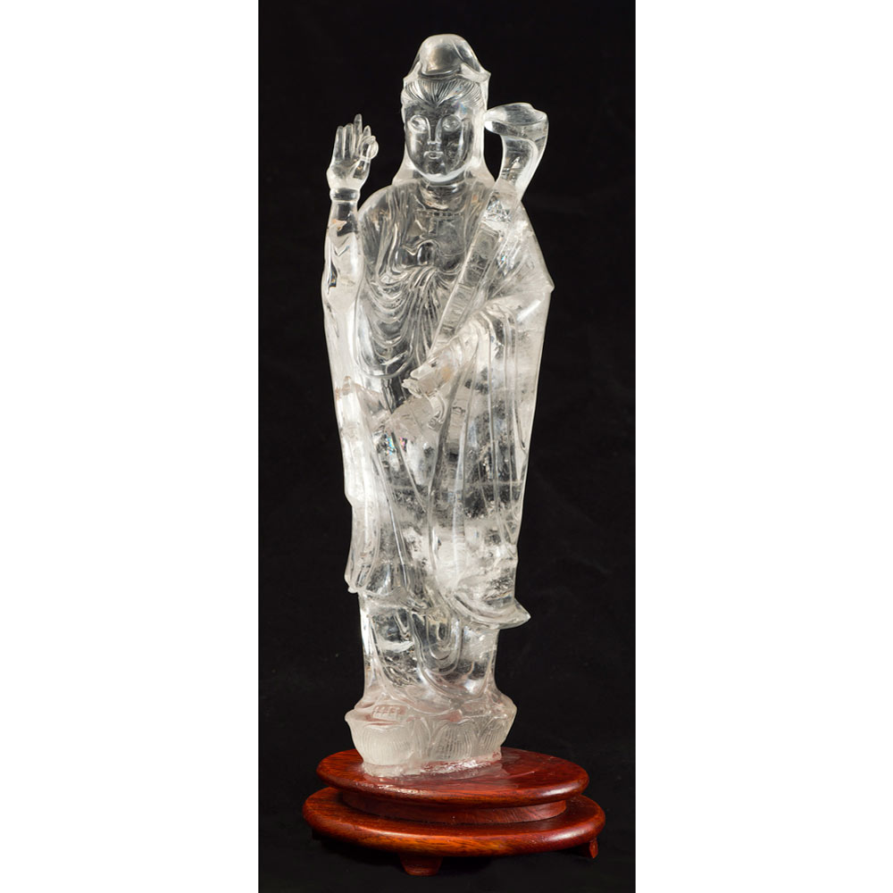 Clear Quartz Guanyin Asian Sculpture