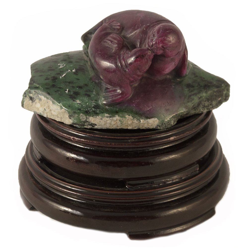 Ruby and Zoisite Seals Chinese Sculpture