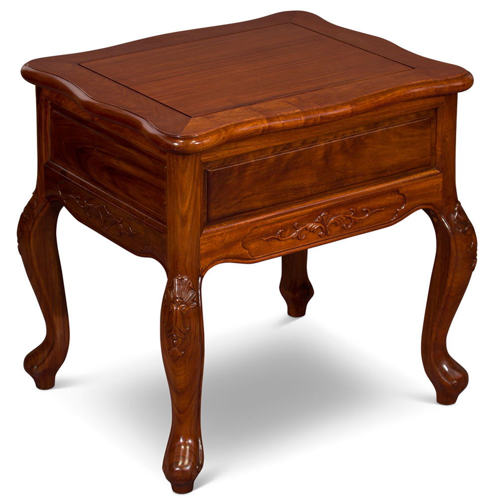 Natural Finish Rosewood Oriental Lamp Table