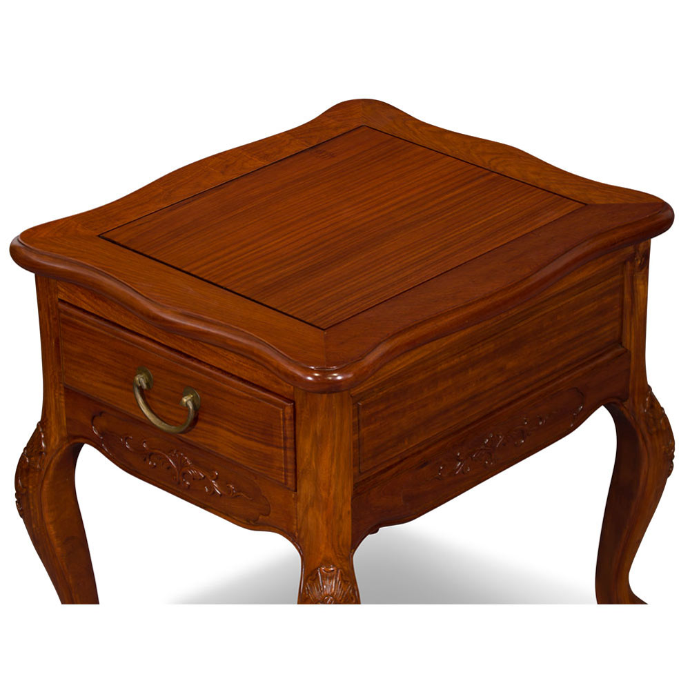 Natural Finish Rosewood Oriental Lamp Table