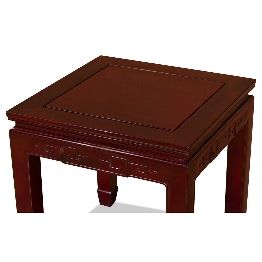 Dark Cherry Rosewood Chinese Key Design Side Table