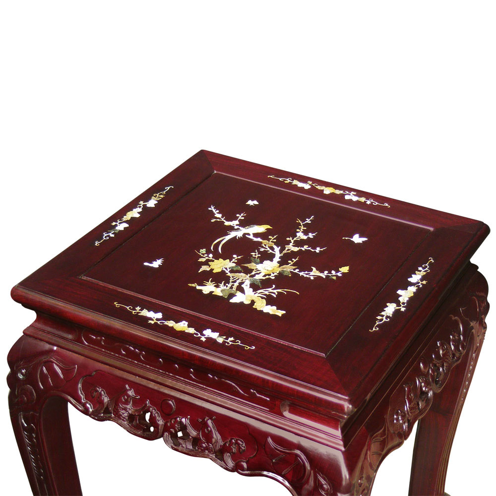 Dark Cherry Rosewood Mother of Pearl Inlay Imperial Elephant Living Room Set (6pcs)