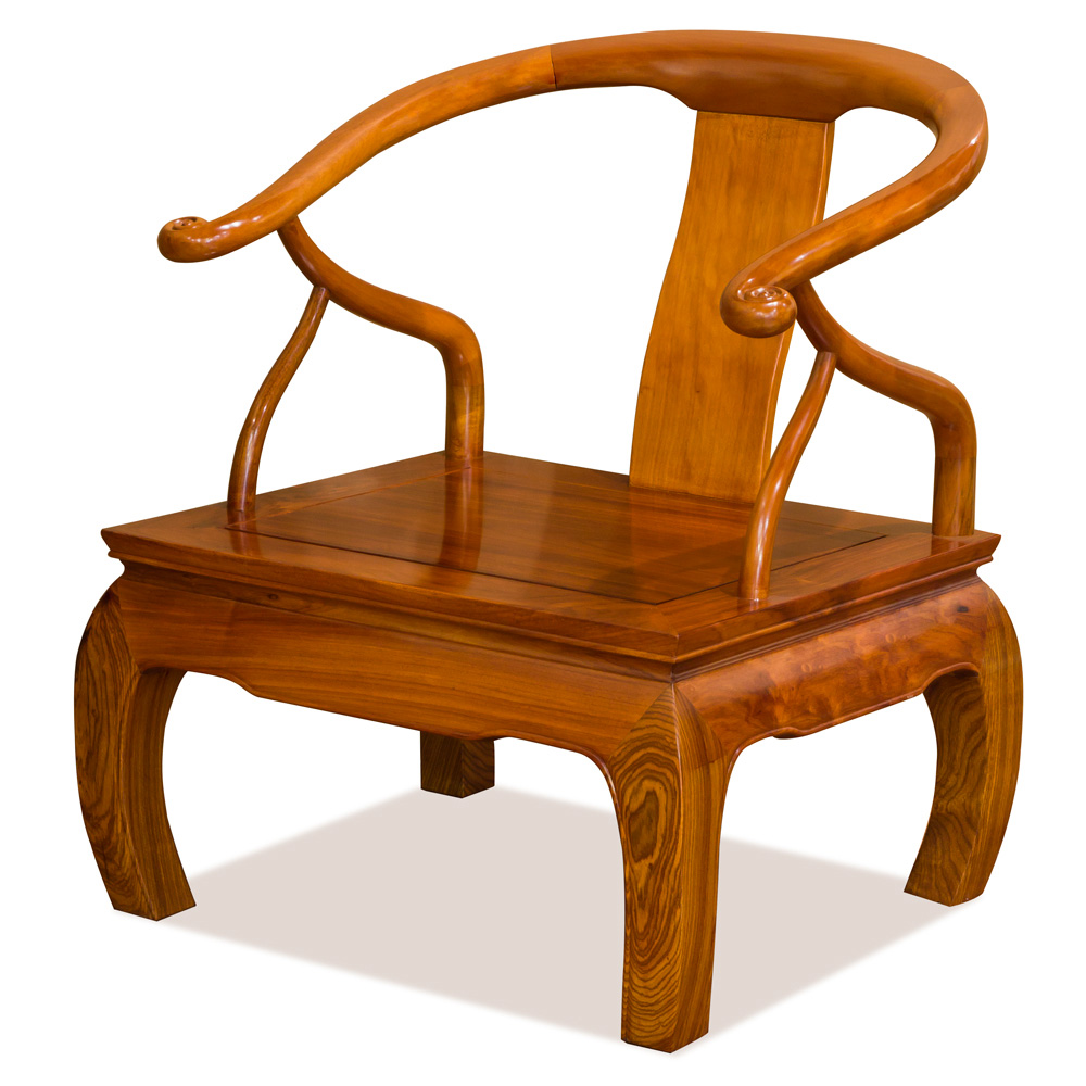 Natural Finish Rosewood Chow Leg Monk Chair