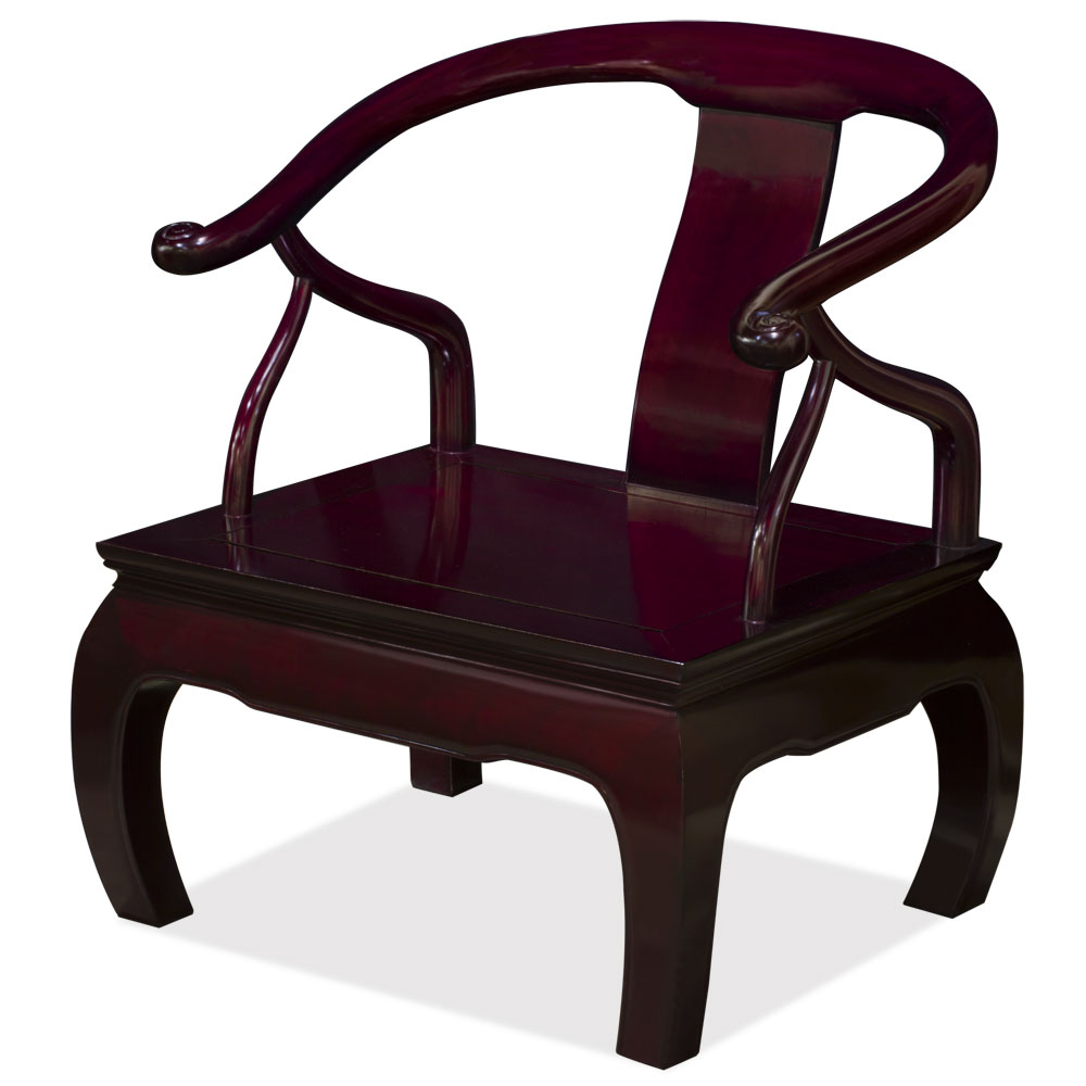 Dark Cherry Rosewood Chow Leg Chinese Monk Chair