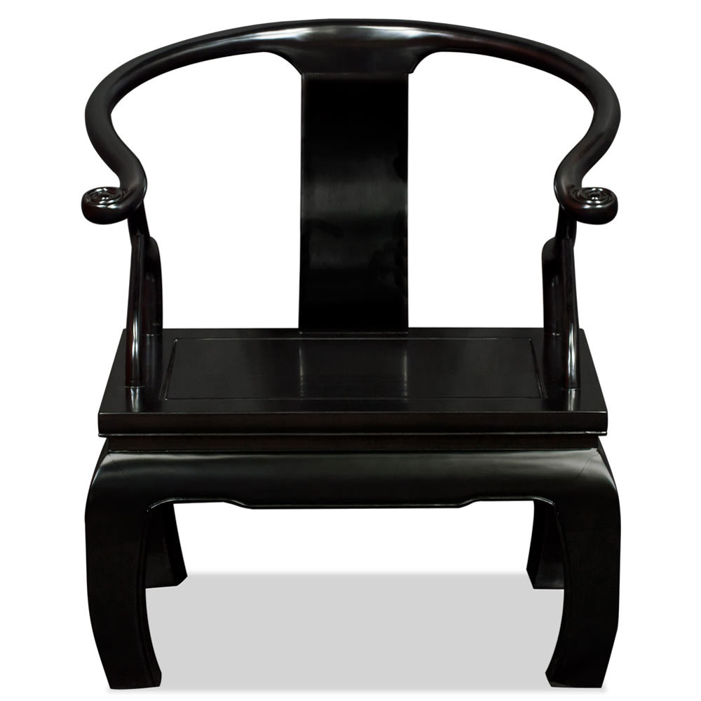 Black Elmwood Chow Leg Chinese Monk Chair