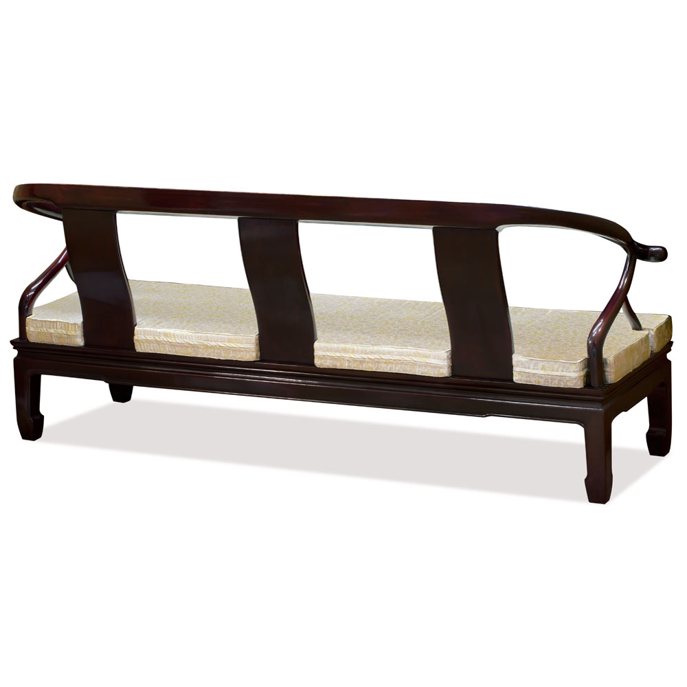Dark Cherry Rosewood Chinese Longevity Horn Design Couch