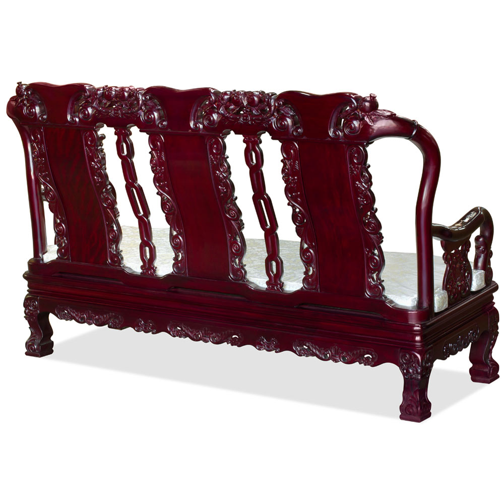 Dark Cherry Chinese Mother of Pearl Inlay Rosewood Royal Palace Sofa Couch