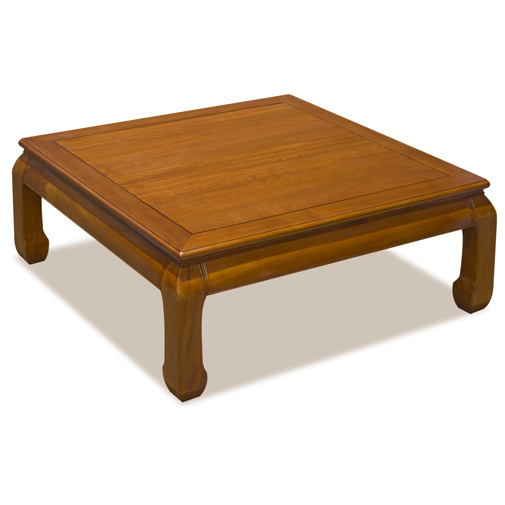 Natural Finish Rosewood Ming Square Asian Coffee Table