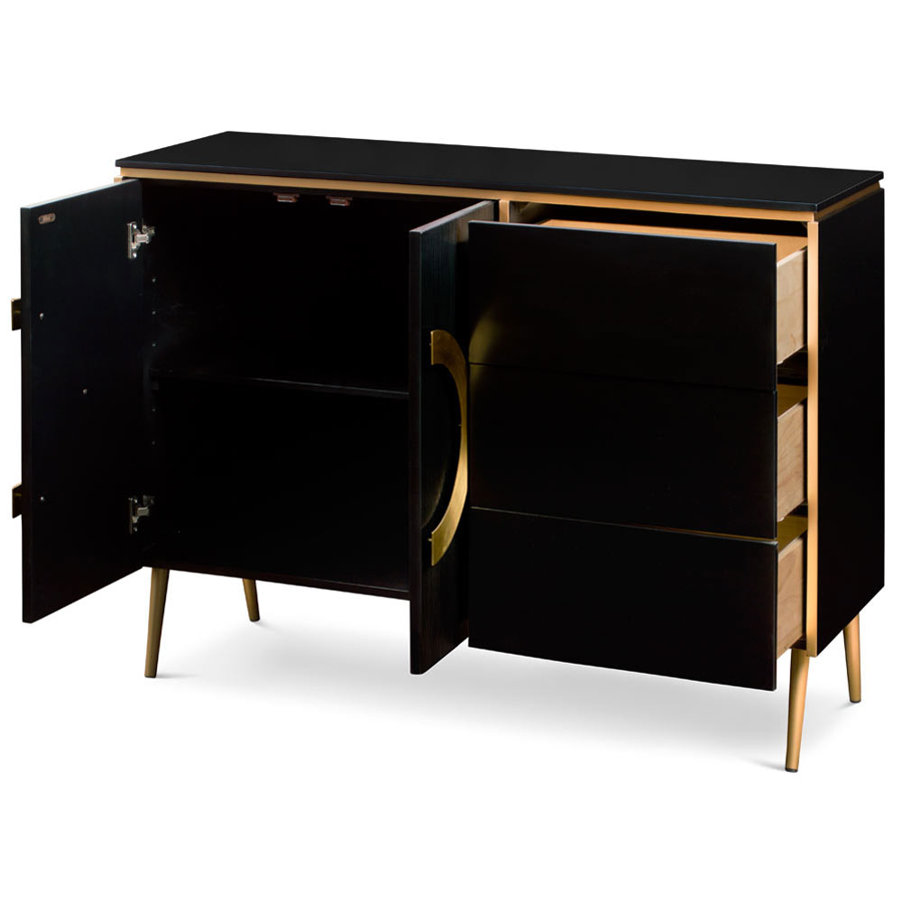 Black and Gold Zen Modern Asian Yuan Sideboard Cabinet