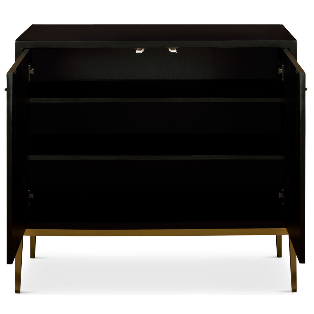 Hand Painted Black and White Modern Chinoiserie Chinese Cabinet