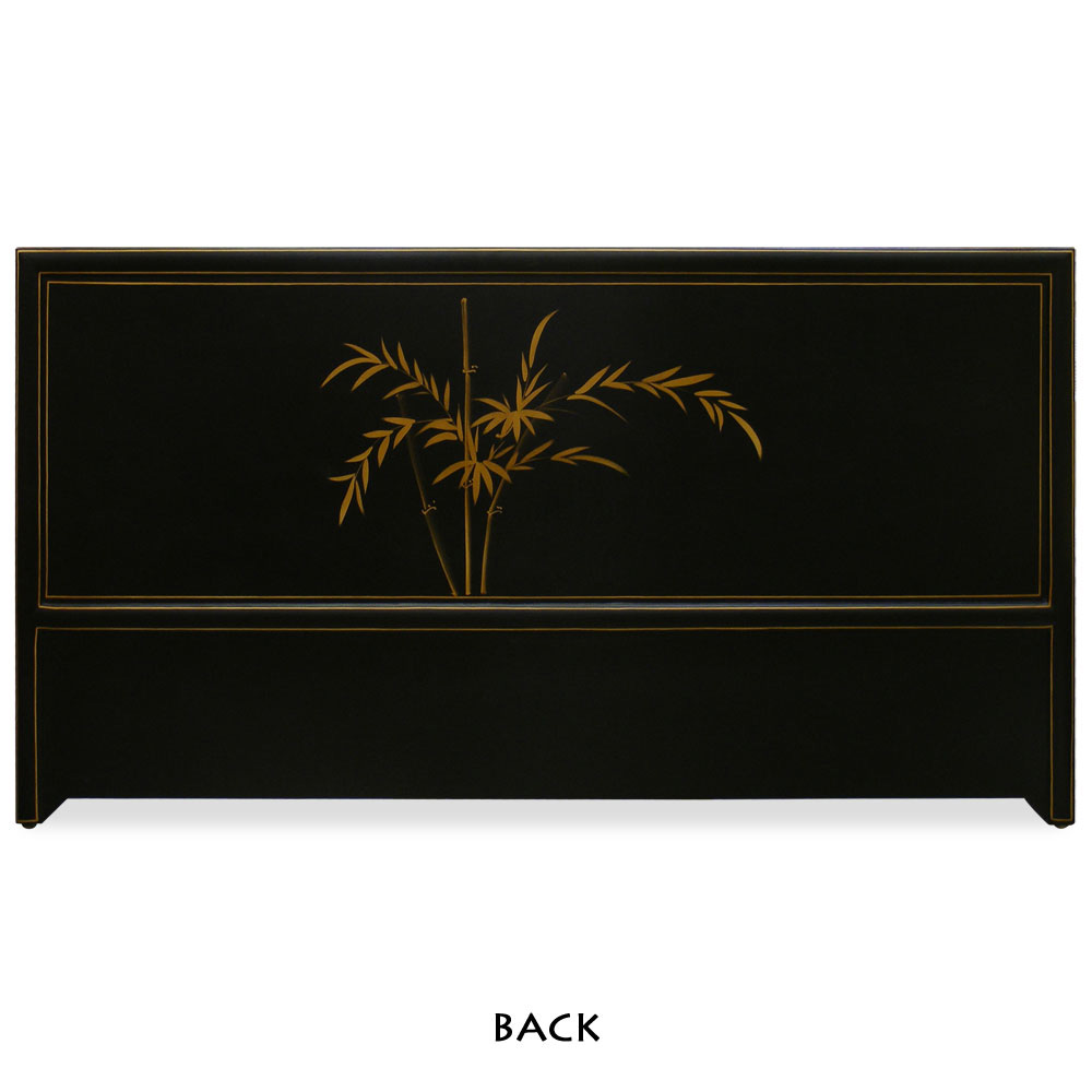 Hand Painted King Size Black Crackle Bamboo Headboard