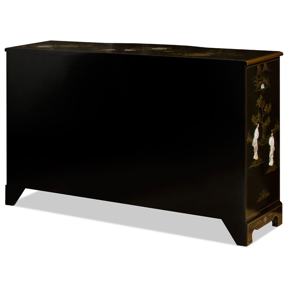 Black Lacquer Mother of Pearl Oriental Sideboard