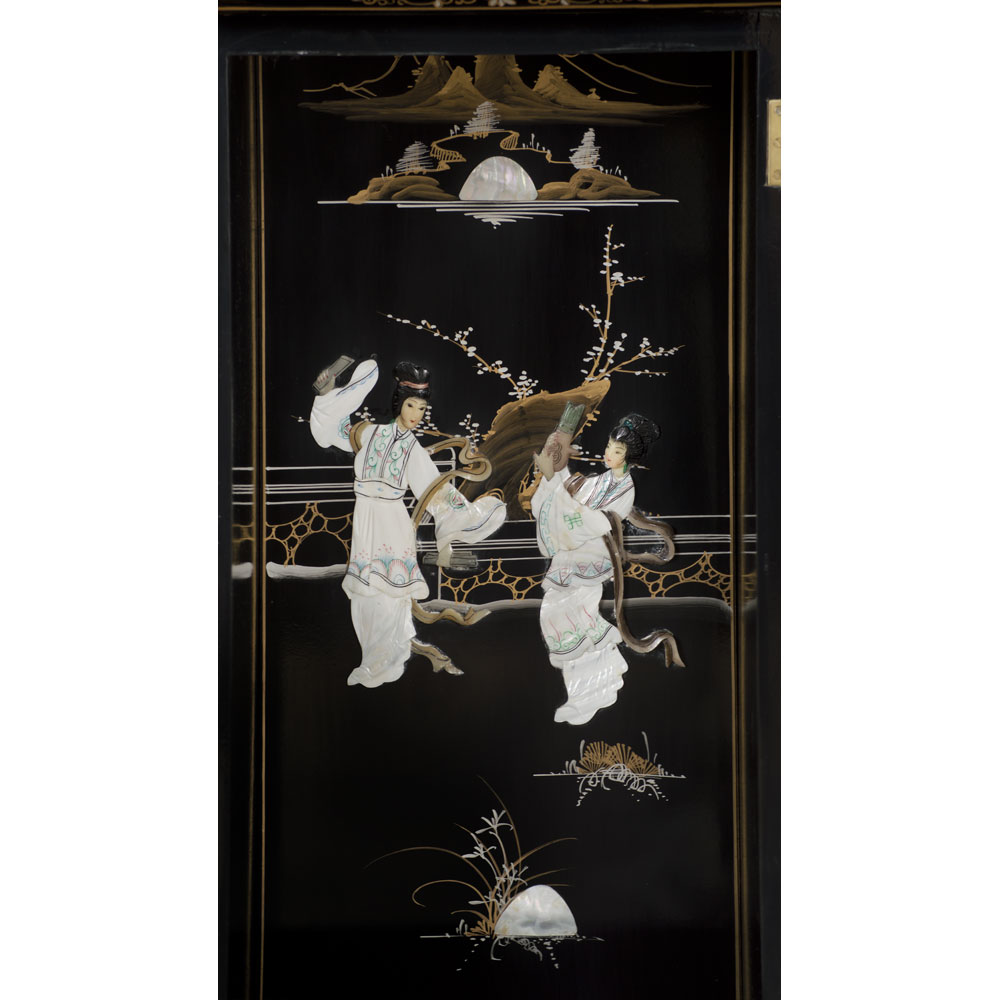 Black Lacquer Mother of Pearl Oriental Grandfather Clock Case