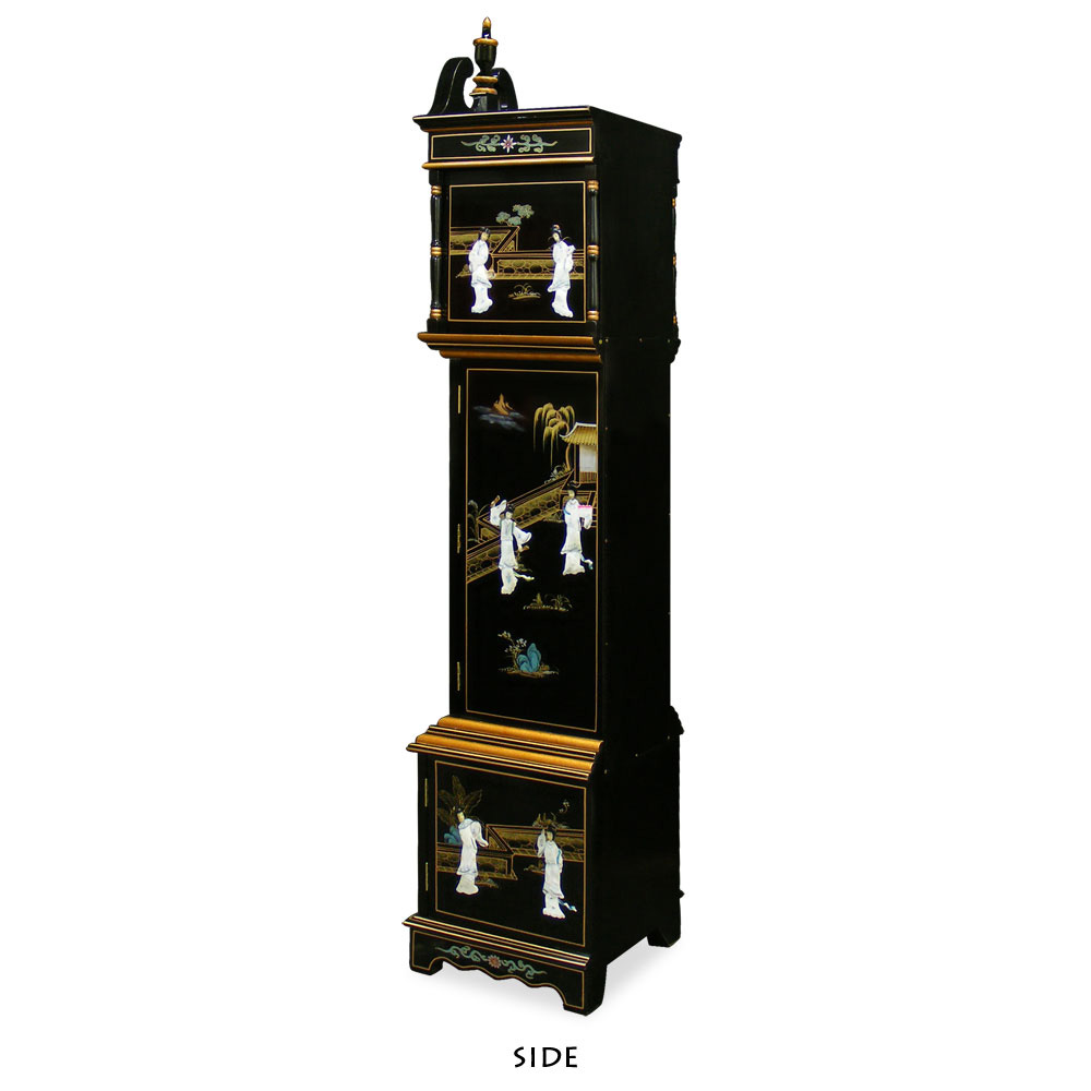 Black Lacquer Mother of Pearl Grandfather Clock