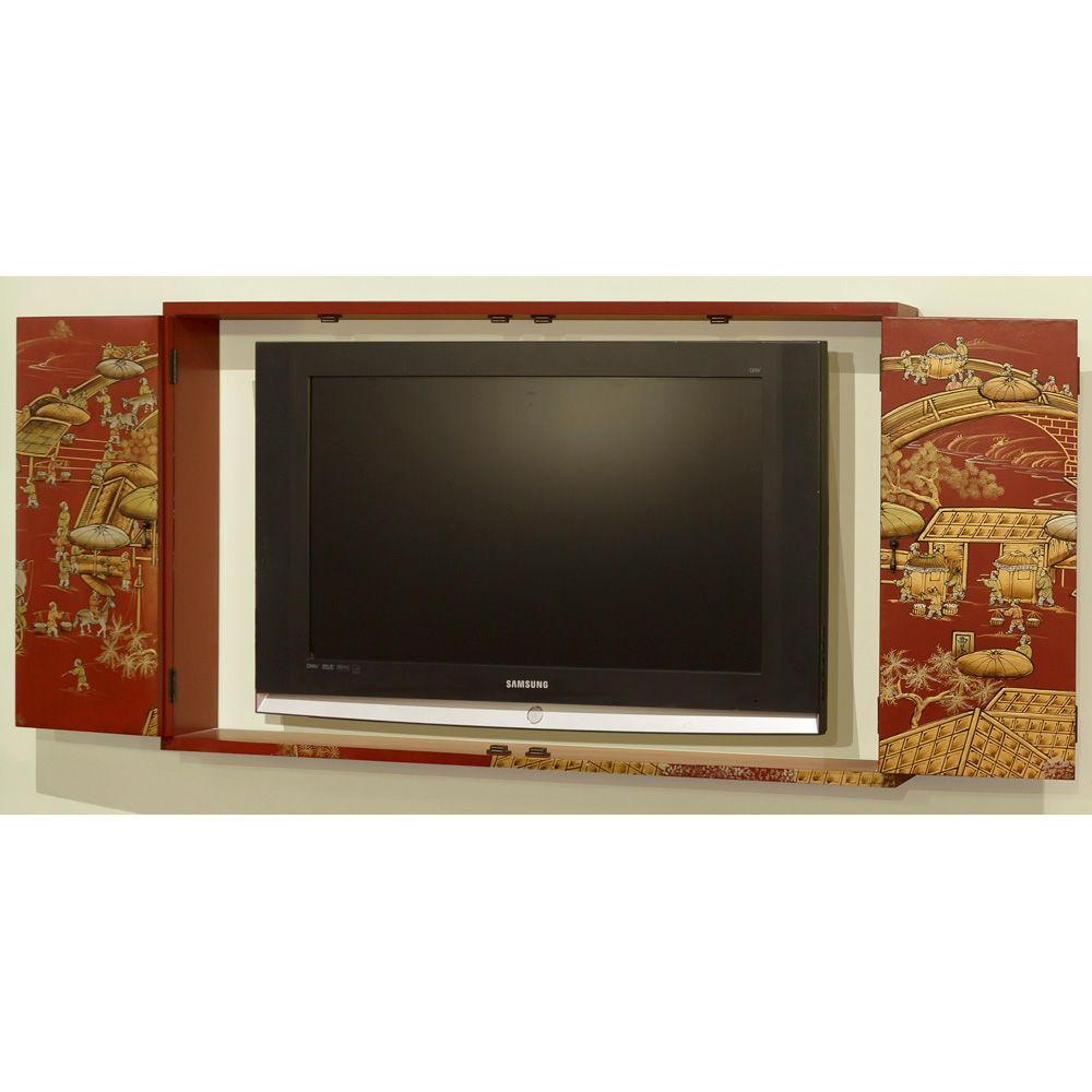 Chinoiserie Motif Wall Media Cabinet