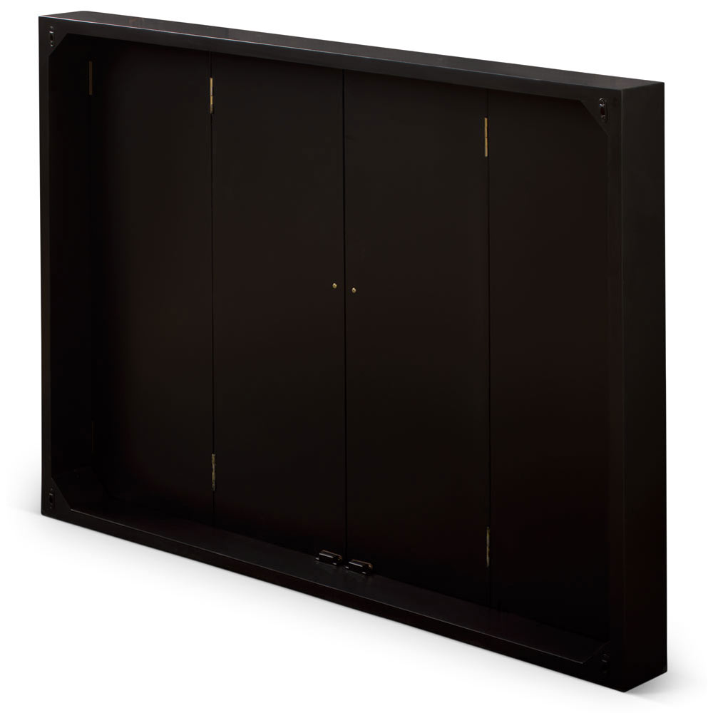 Matte Black Ming Asian Wall TV Cabinet