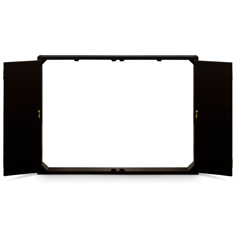 Matte Black Ming Asian Wall TV Cabinet