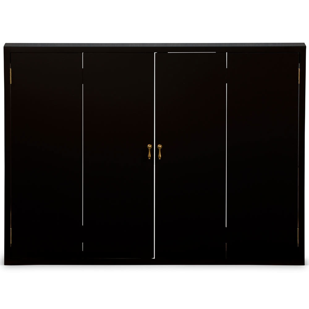 Matte Black Ming Asian Wall TV Cabinet