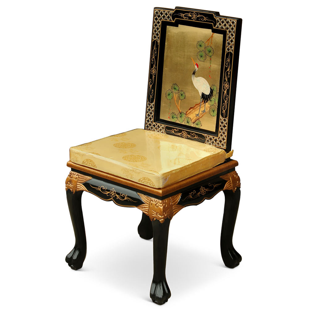 Gold Leaf Crane Harpsichord Style Oriental Desk Set