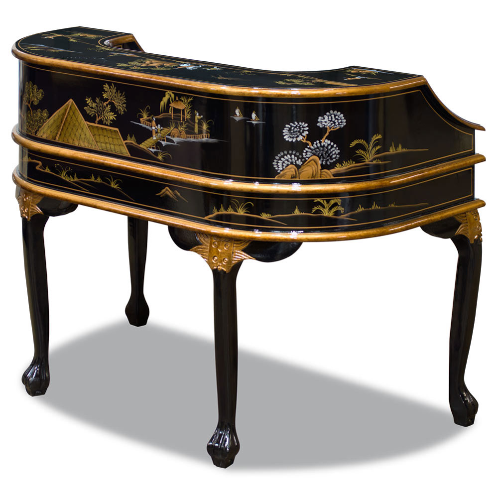 Chinoiserie Scenery Harpsichord Style Oriental Desk Set