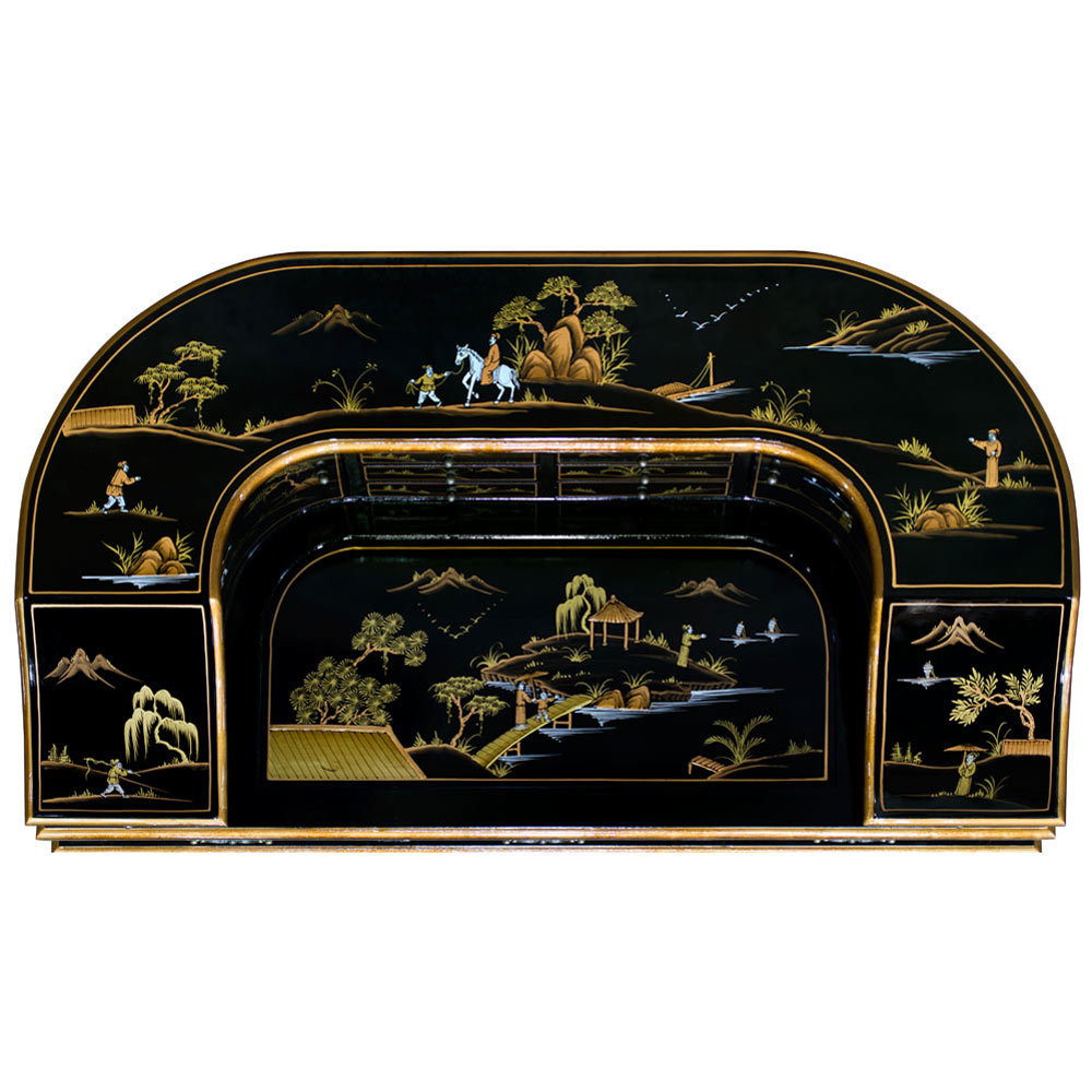 Chinoiserie Scenery Harpsichord Style Oriental Desk Set