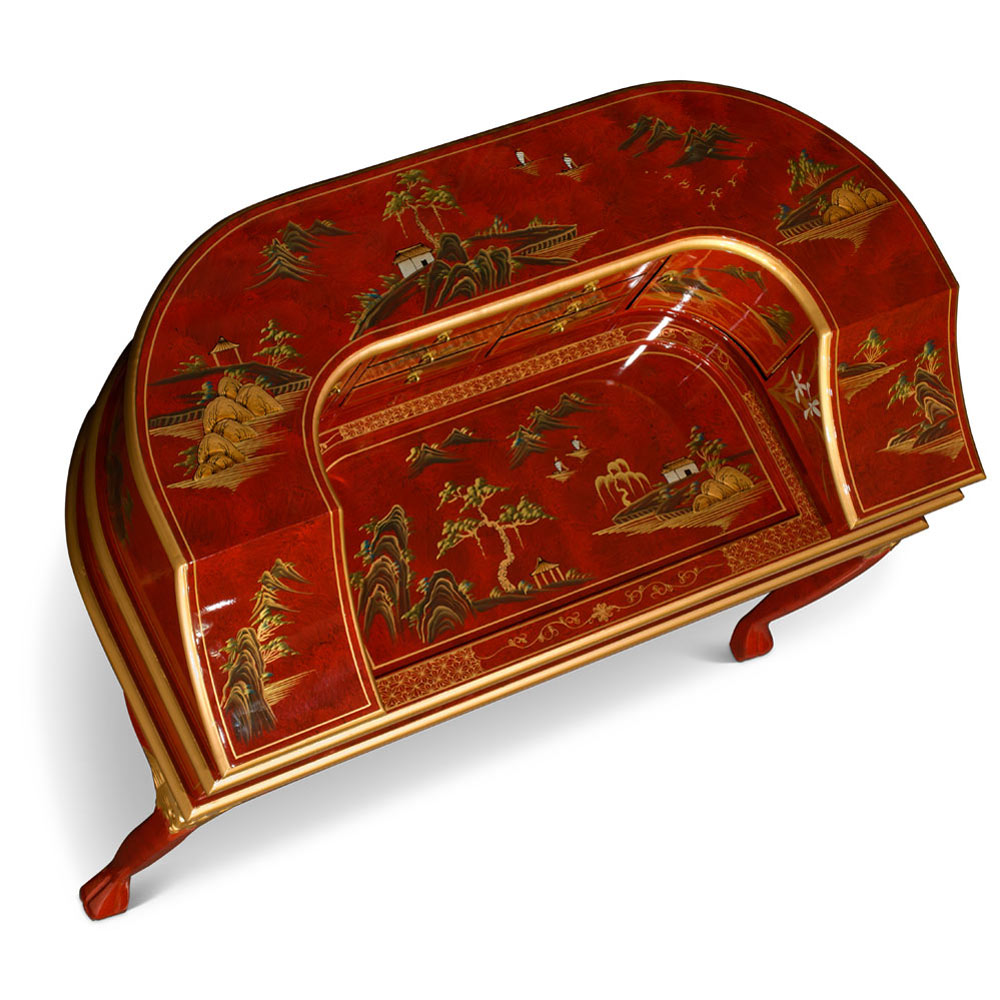 Chinoiserie Scenery Harpsichord Style Oriental Desk Set