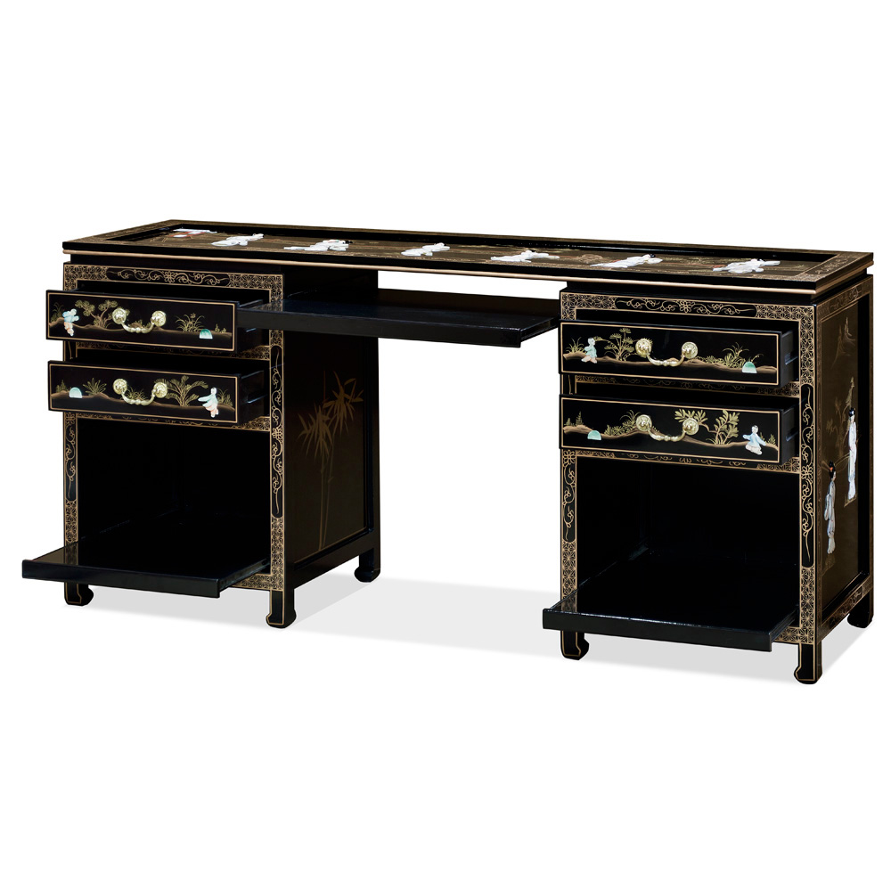 Black Lacquer Mother of Pearl Desk
