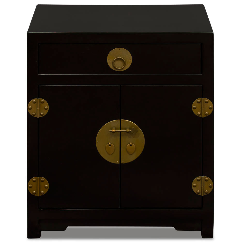 Matte Black Elmwood Chinese Ming Cabinet