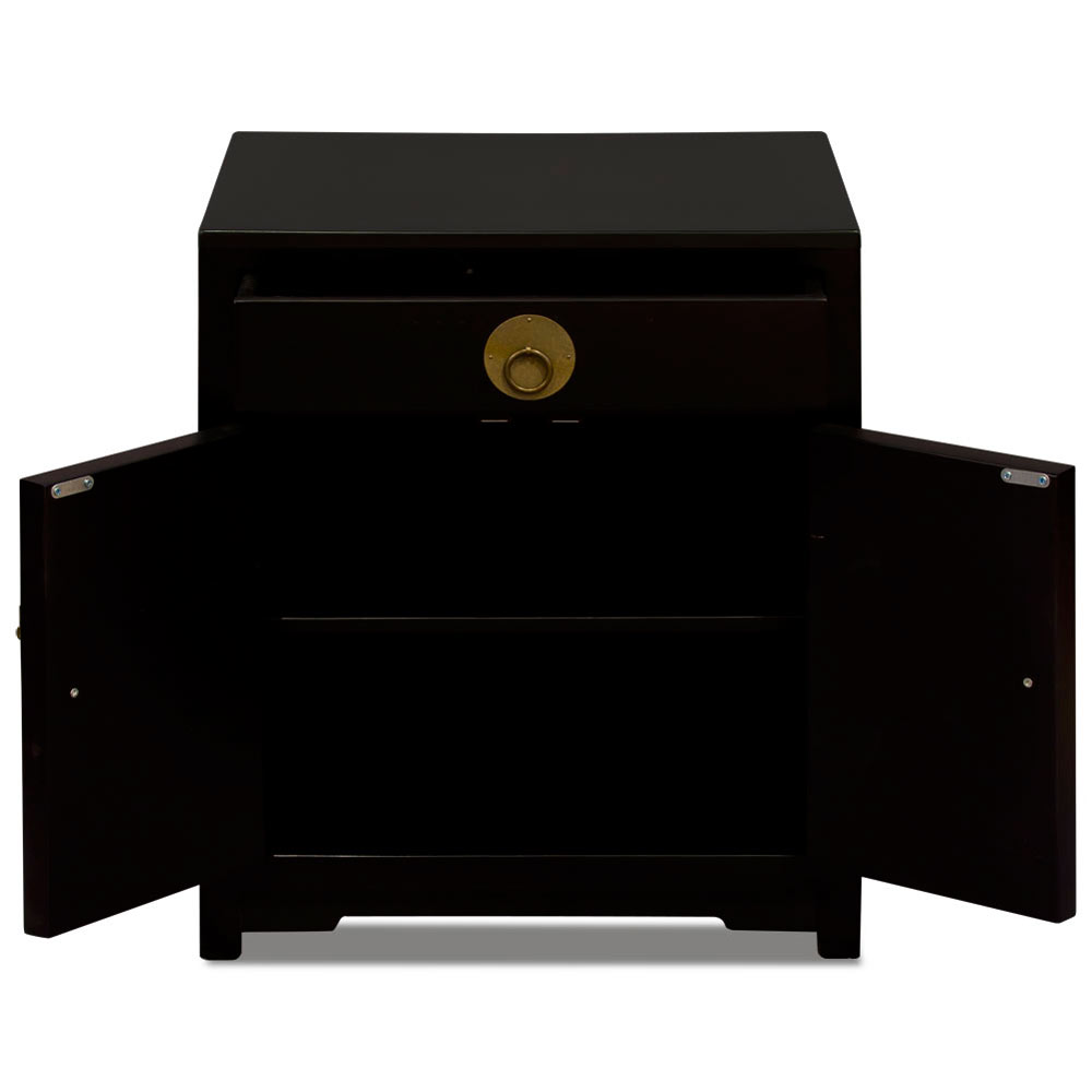 Matte Black Elmwood Chinese Ming Cabinet