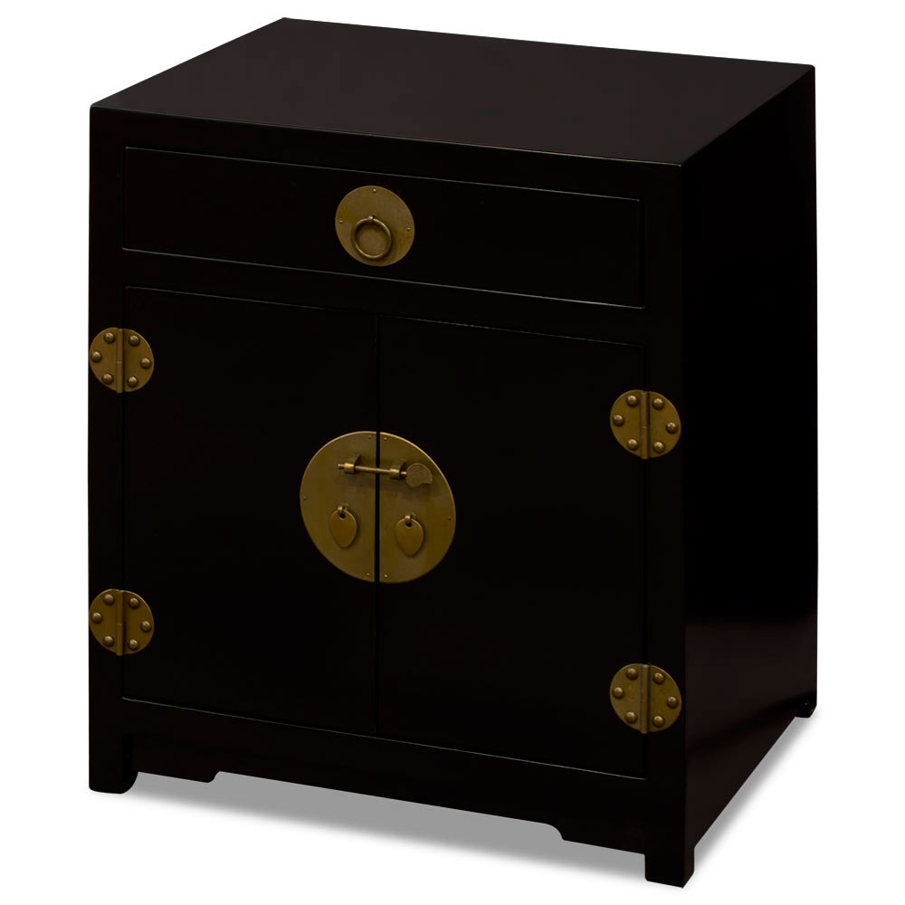 Matte Black Elmwood Chinese Ming Cabinet