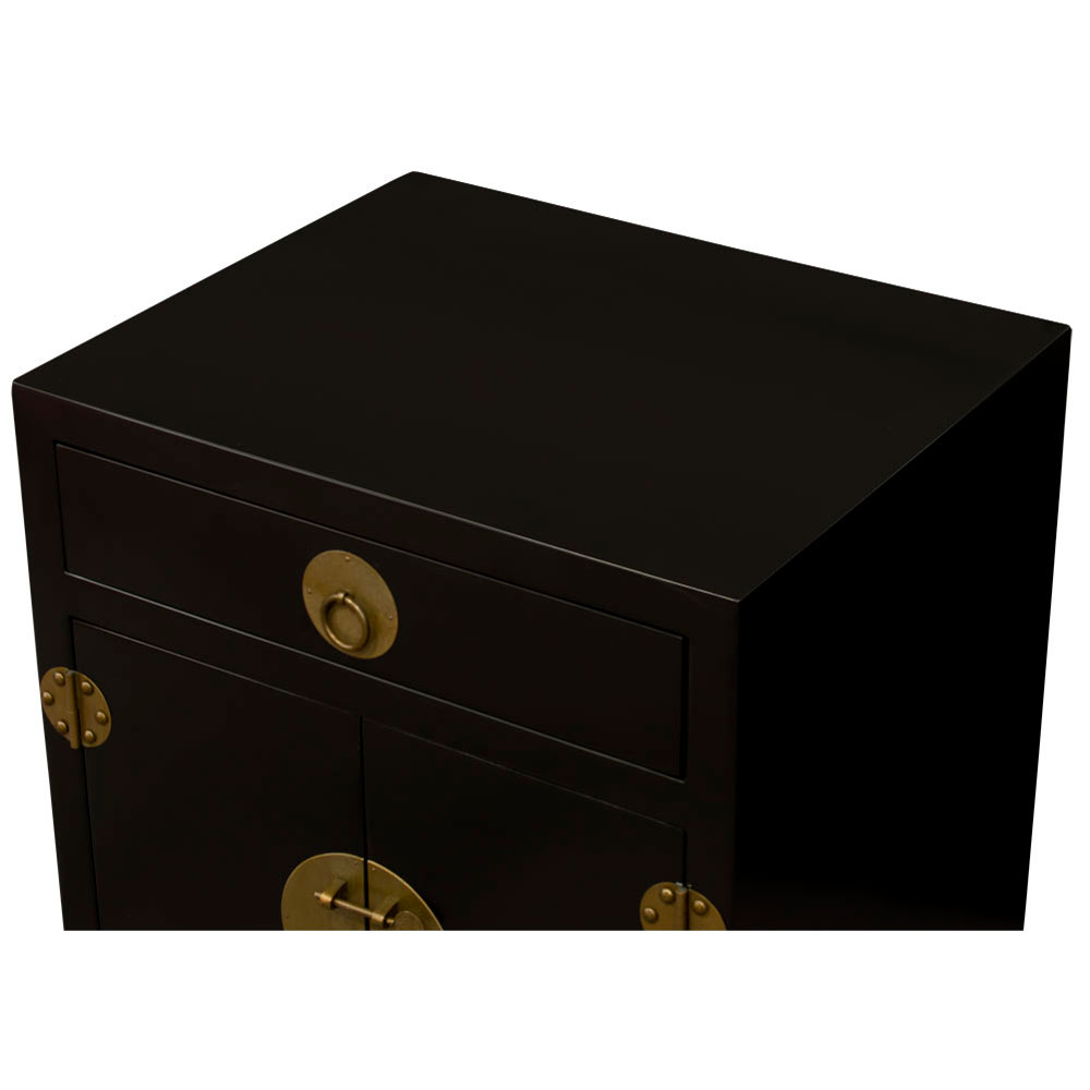 Matte Black Elmwood Chinese Ming Cabinet