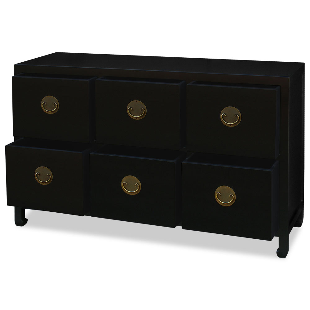 Black Elmwood Ming Design 6 Drawer File Cabinet