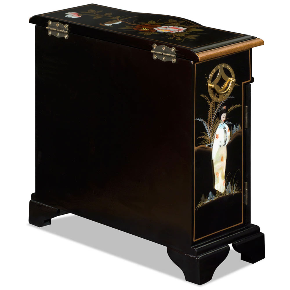 Black Lacquer Mother of Pearl Motif Shan-Shan Jewelry Chest