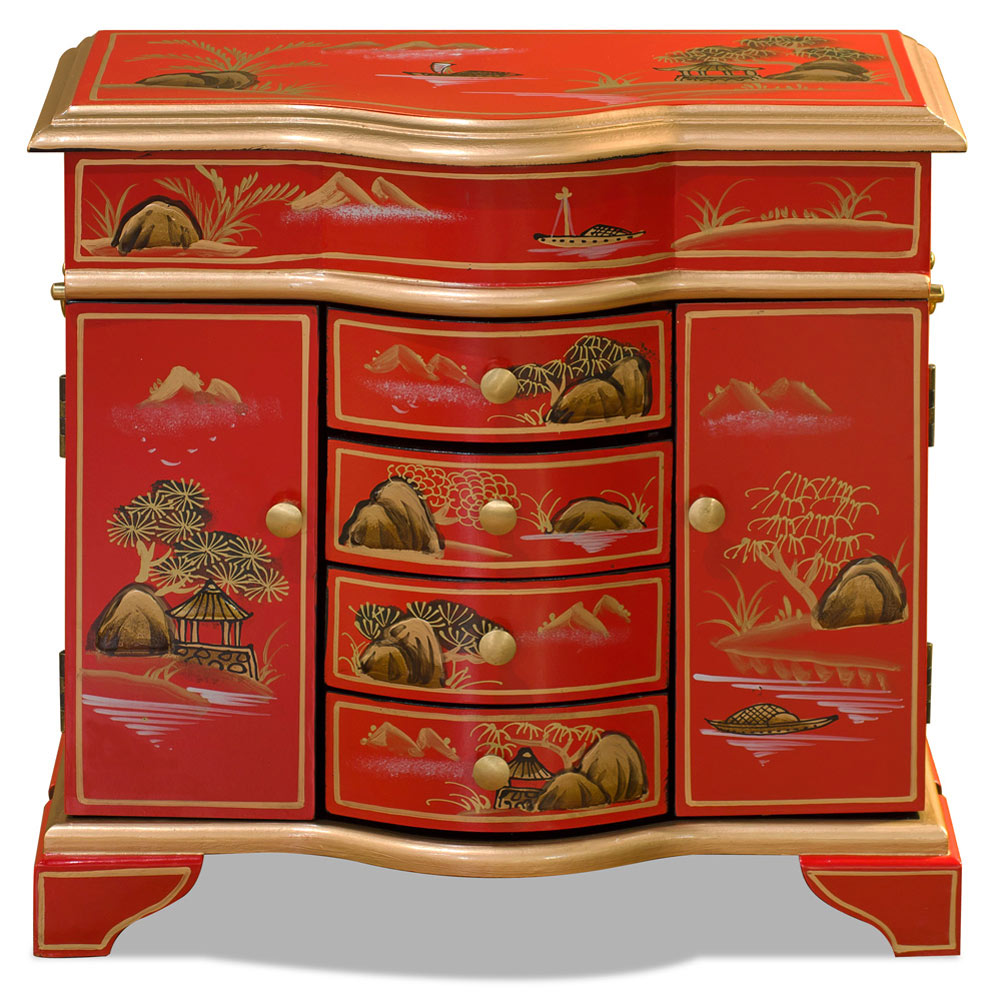 Chinoiserie Scenery Design Jewelry Cabinet