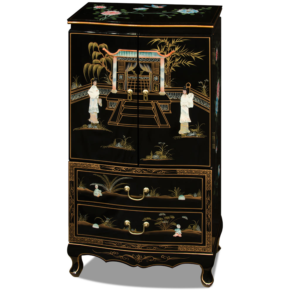 Deco 79 82182 Gold Finished Four-Drawer Jewelry Chest Black 6 x 17 6 x 17