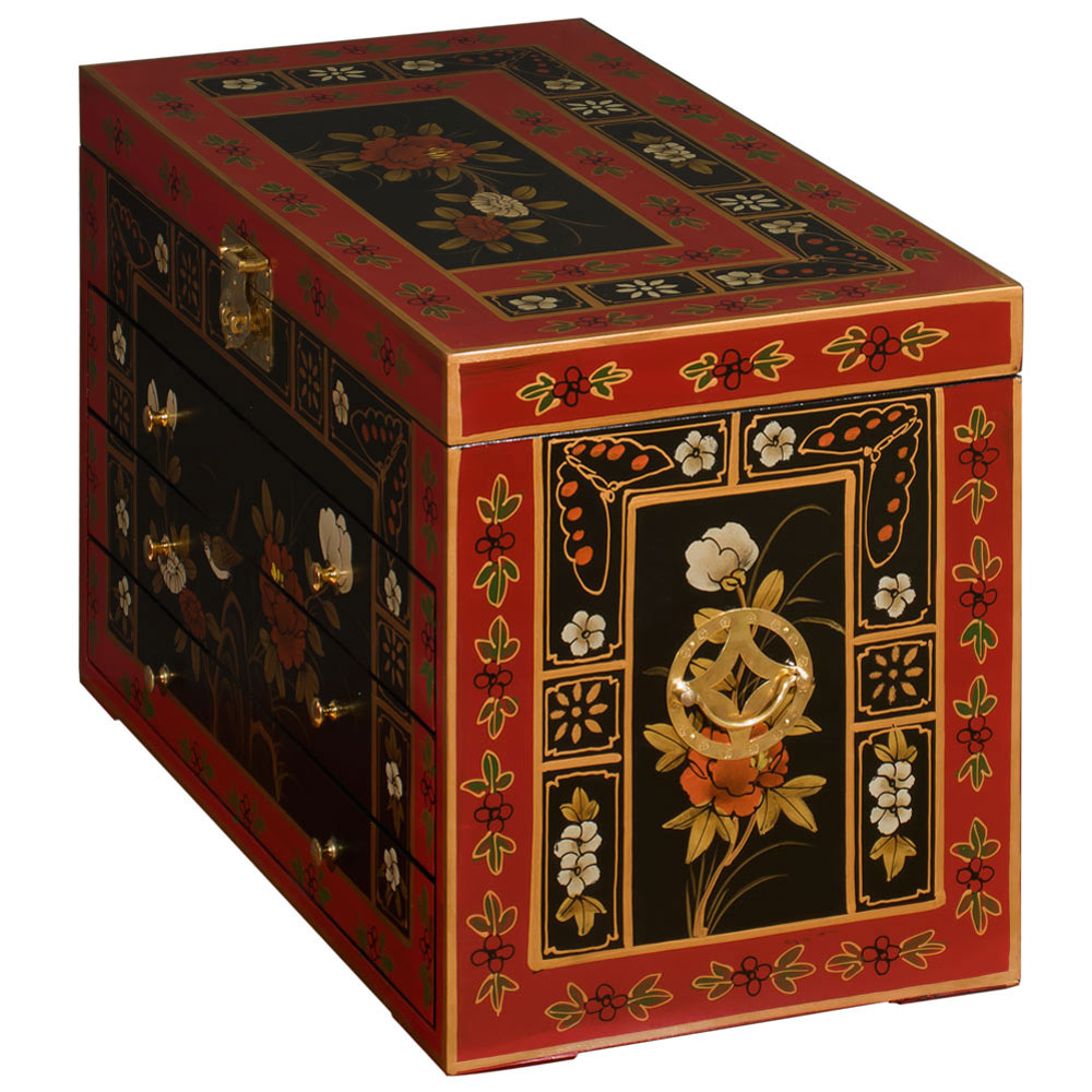 Tibetan Flower Motif Jewelry Chest