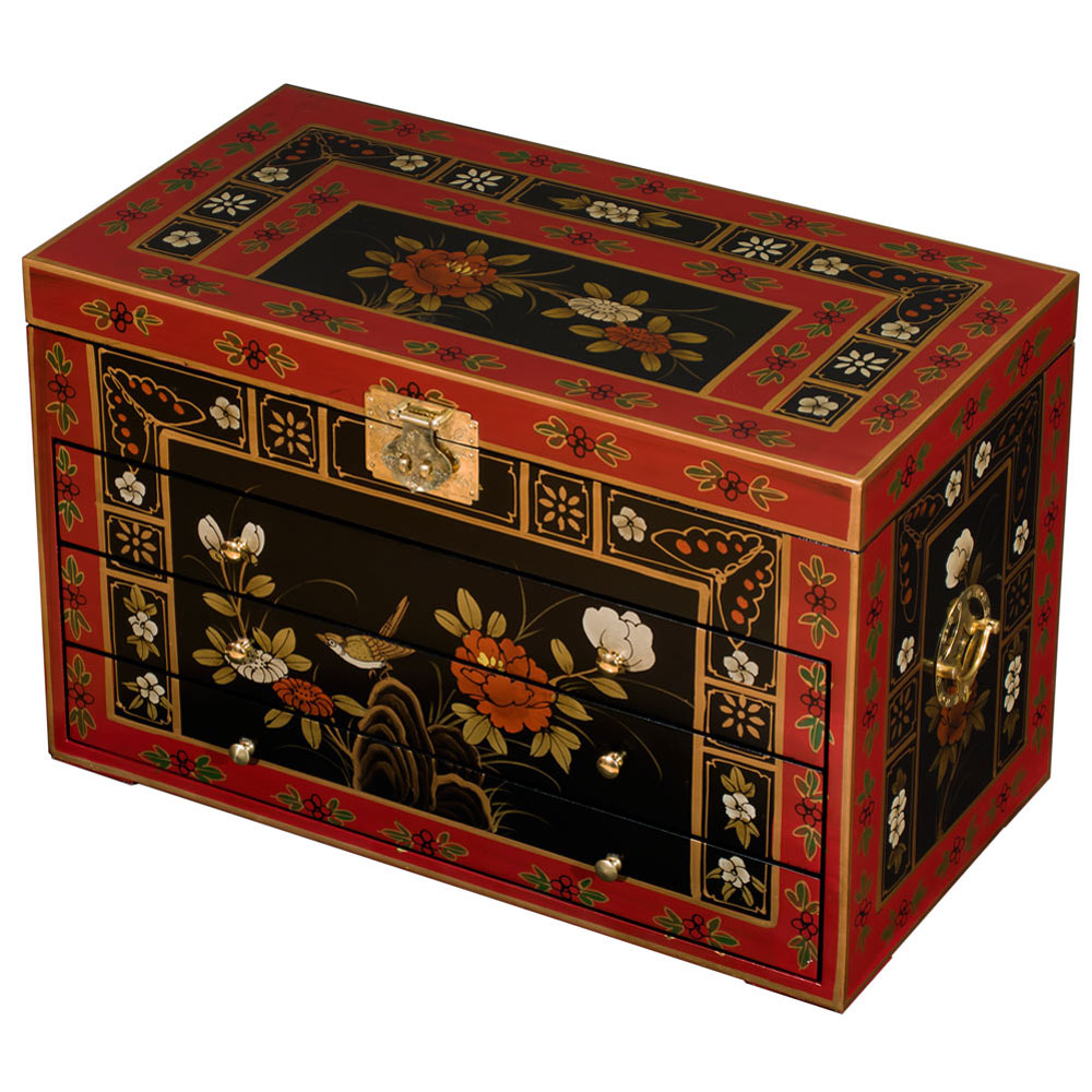 Tibetan Flower Motif Jewelry Chest