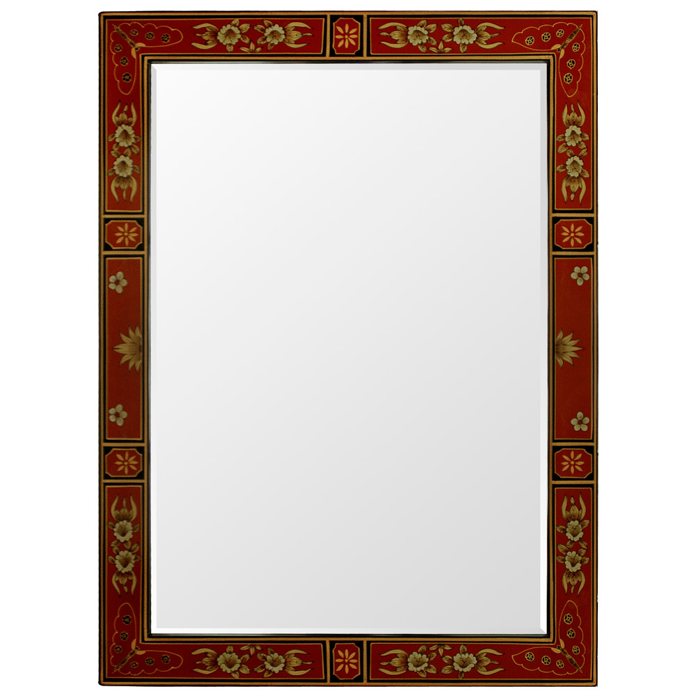 Red Tibetan Vertical Mirror