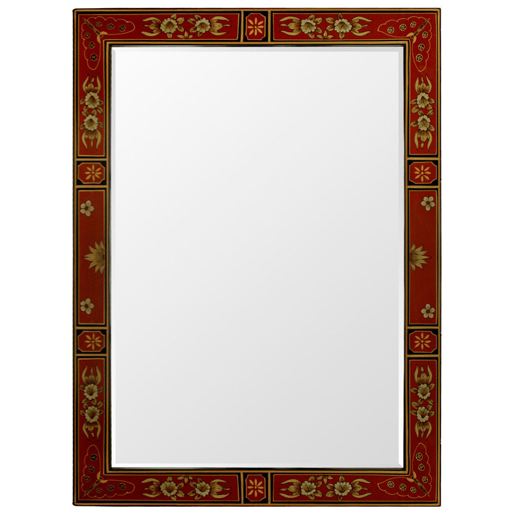 Red Tibetan Vertical Mirror